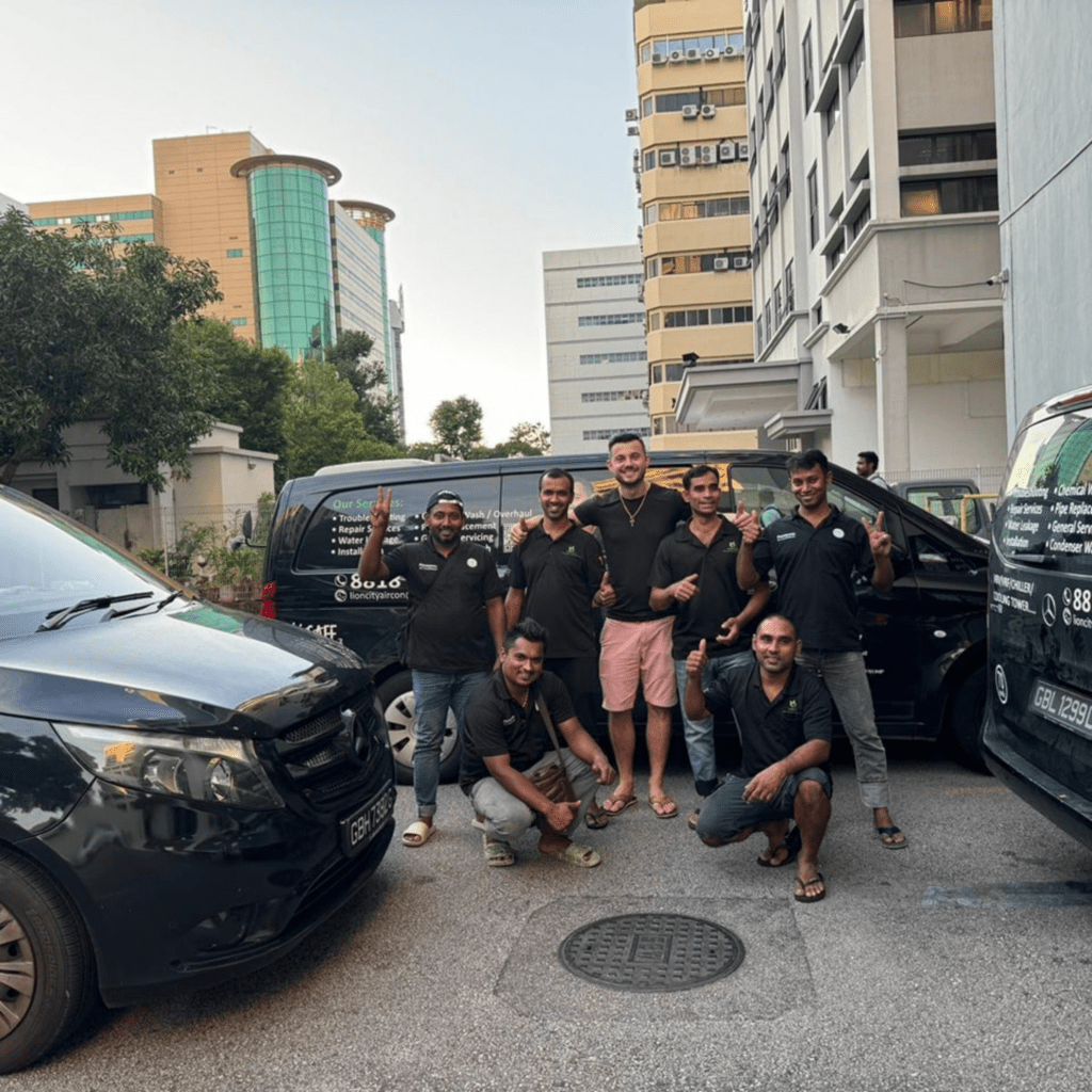 LION CITY AIR CONDITIONER SERVICES PTE LTD owner, Hermes Xhika also known as the Ang Mo Aircon Guy together with his team of aircon technicians
