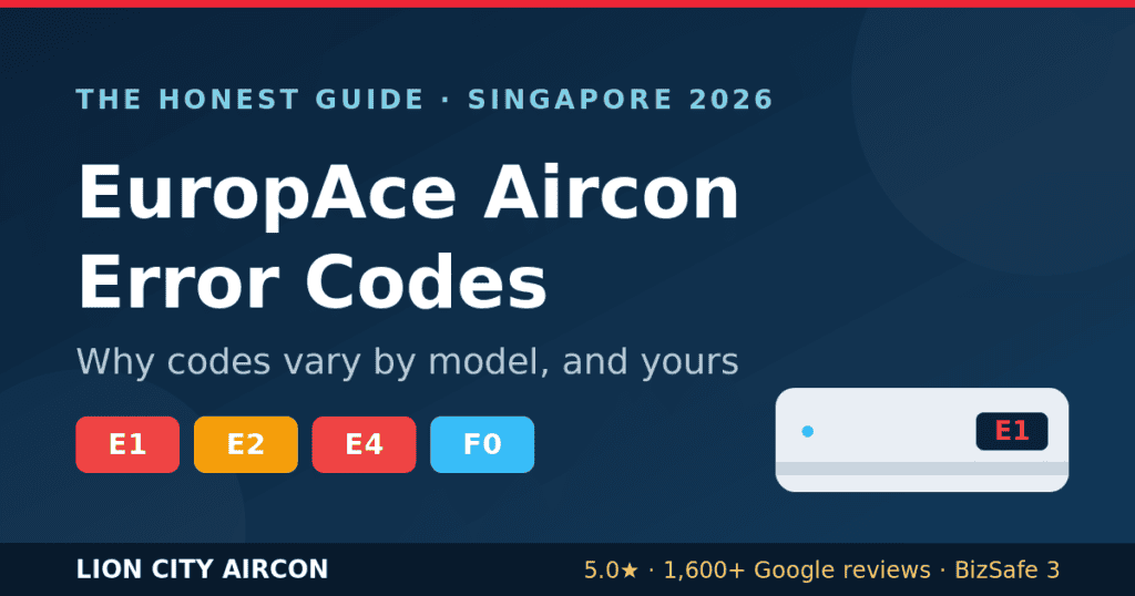 EuropAce aircon error codes Singapore: why codes vary by model and what E1 to E4 usually mean