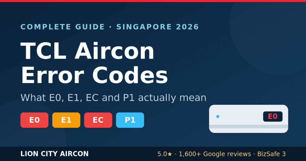 TCL aircon error codes Singapore guide: what E0, E1, EC and P1 mean on the display